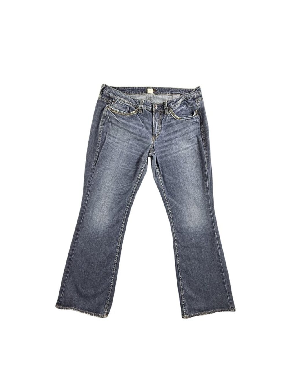 Silver Jeans Co Jeans Womens 18 Blue Lola Mid Rise Straight Leg Distressed Dark